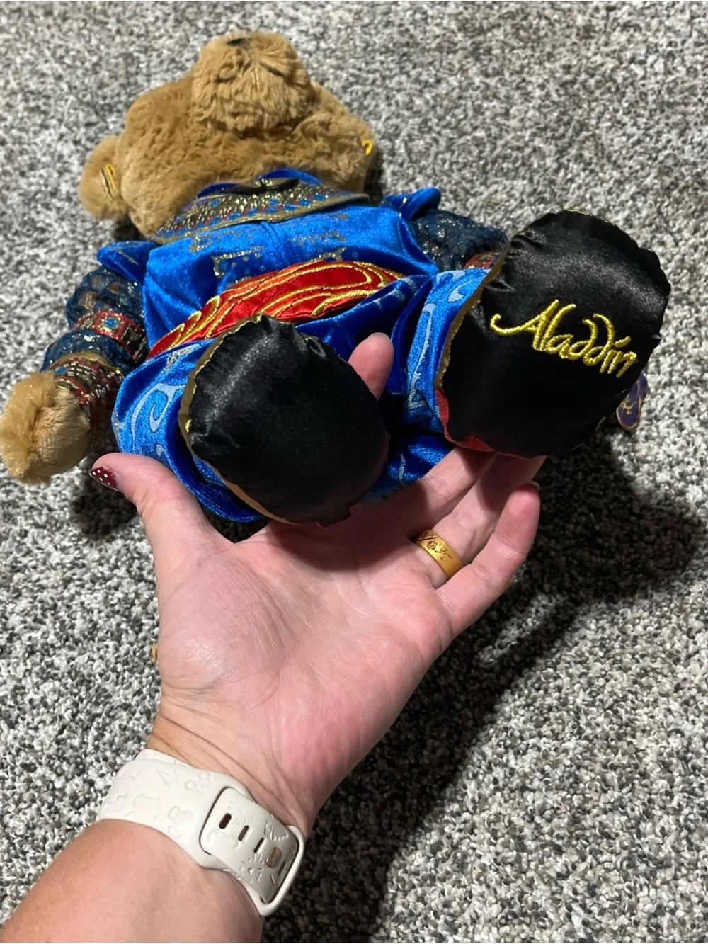 Disney Aladdin Genie Bear Plush 17 Inch Stuffed Animal Toy Brown Blue Red